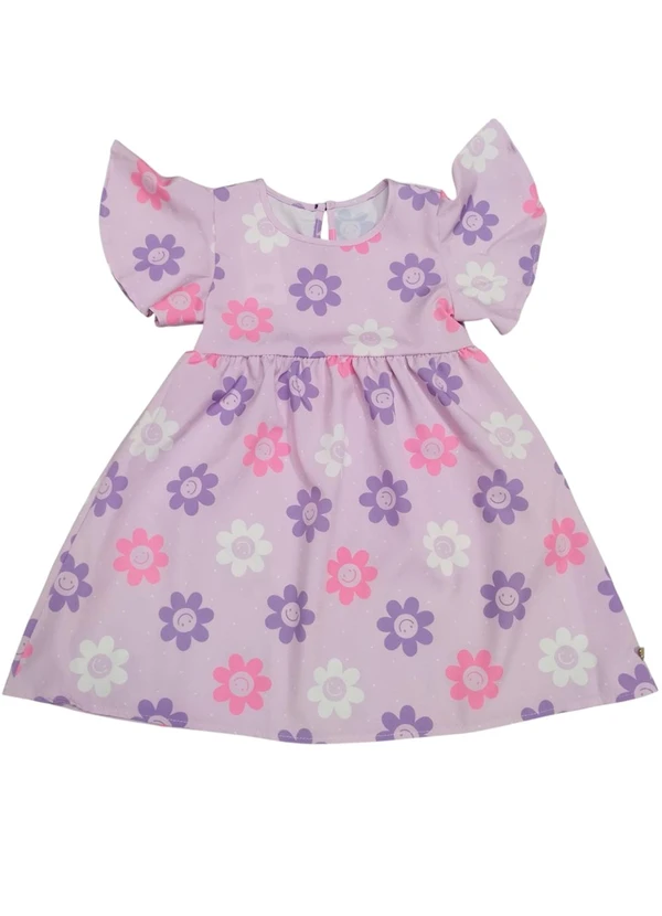 Marisol - Vestido Manga Curta Estampado Roxo 1