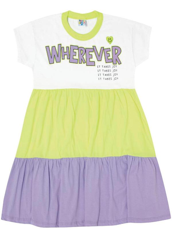 Pulla Bulla - Vestido Manga Curta Menina Branco