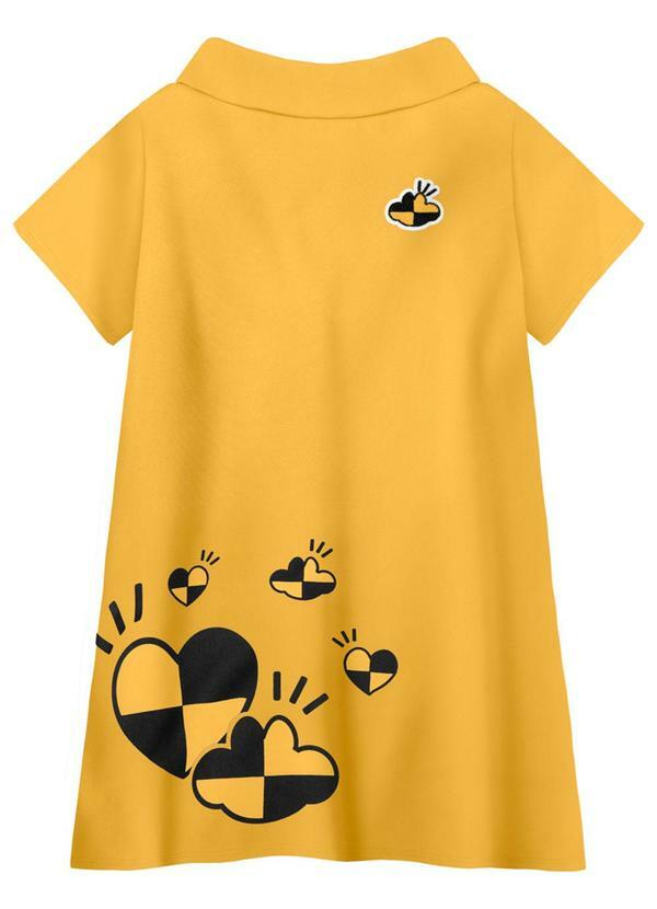 Lilica Ripilica - Vestido Manga Curta Menina Infantil Amarelo