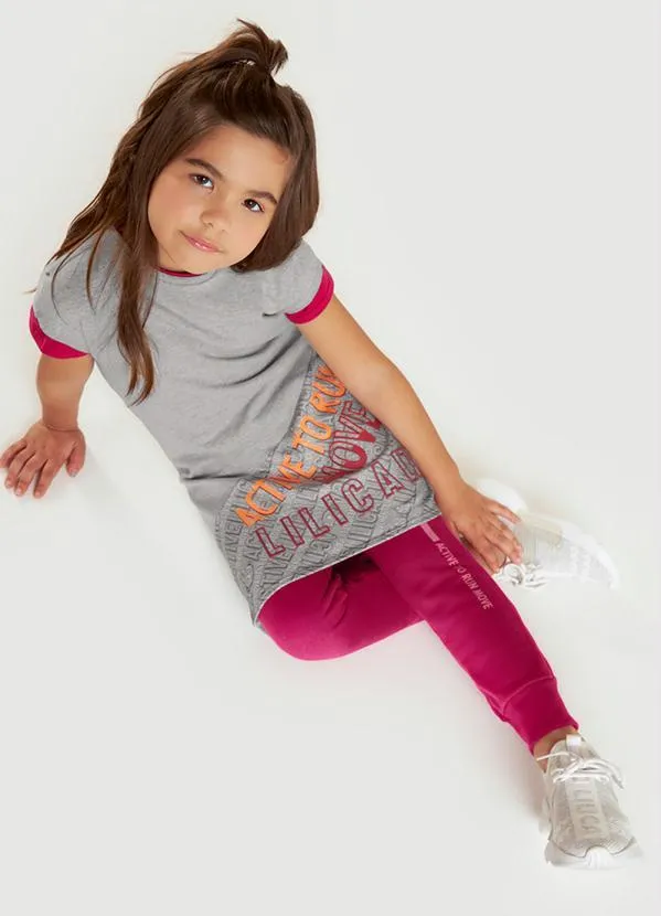 Lilica Ripilica - Vestido Manga Curta Menina Infantil Cinza 2