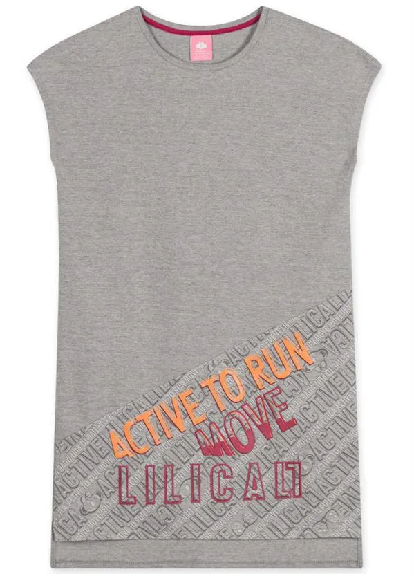 Lilica Ripilica - Vestido Manga Curta Menina Infantil Cinza 3