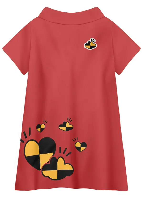 Lilica Ripilica - Vestido Manga Curta Menina Infantil Laranja