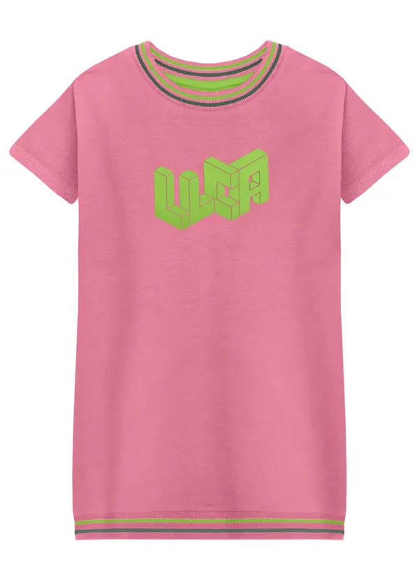 Lilica Ripilica - Vestido Manga Curta Menina Infantil Rosa