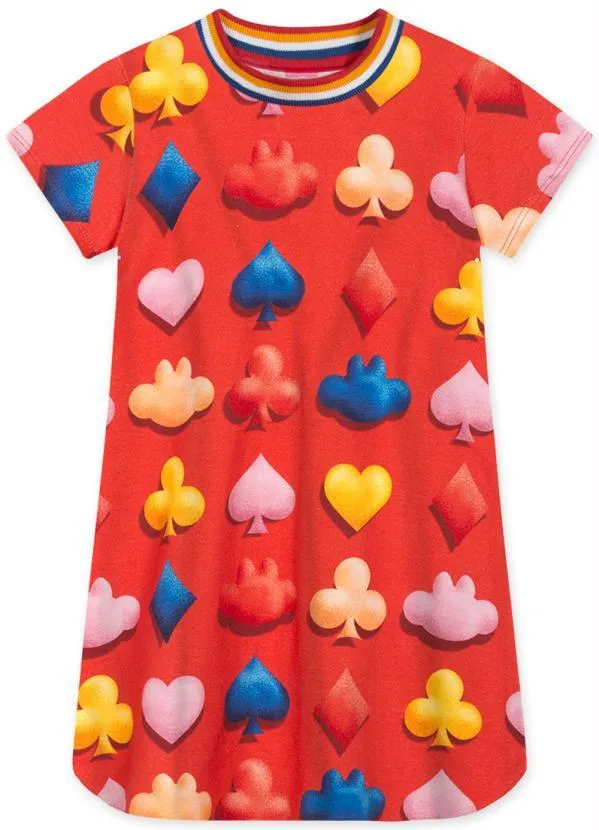 Lilica Ripilica - Vestido Manga Curta Menina Infantil Vermelho