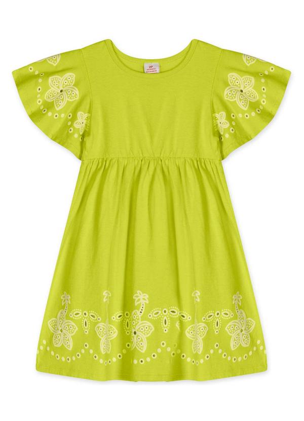 Marisol - Vestido Manga Curta Floral Infantil Verde