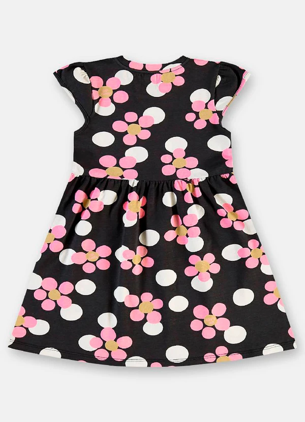 Up Baby - Vestido Manga Curta Infantil Cotton Preto 3