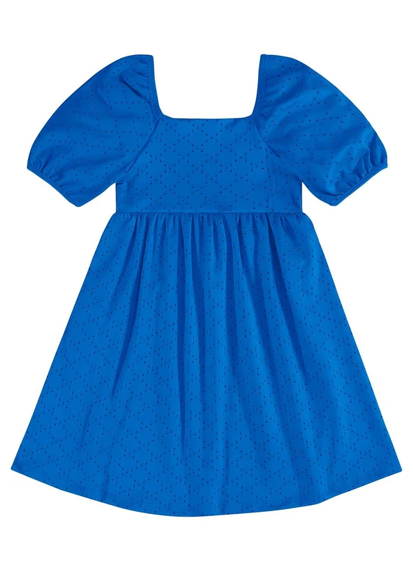 Quimby - Vestido Manga Curta Infantil em Laise Azul 3