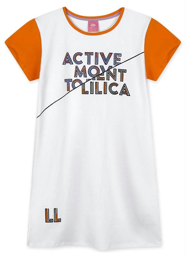 Lilica Ripilica - Vestido Manga Curta Infantil Menina Branco