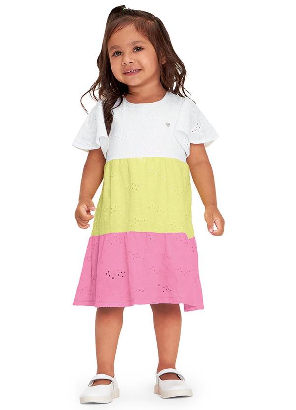 Marisol - Vestido Manga Curta Infantil Menina Branco