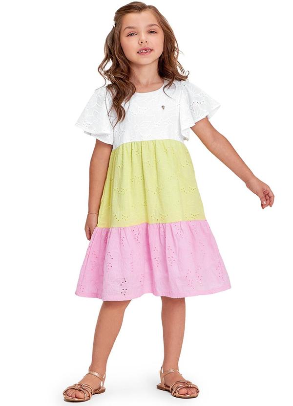 Marisol - Vestido Manga Curta Infantil Menina Branco 2