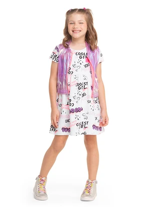 Marisol - Vestido Manga Curta Infantil Feminino Branco - MARISOL