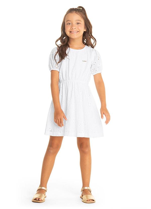 Marisol - Vestido Manga Curta Infantil Feminino Branco