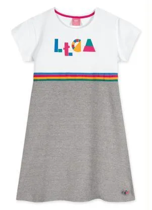 Lilica Ripilica - Vestido Manga Curta Infantil MeninaCinza - LILICA RIPILICA