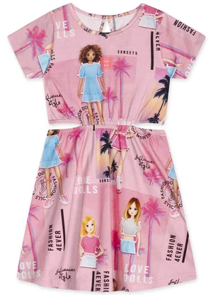 Marisol - Vestido Manga Curta Infantil Feminino Rosa - MARISOL