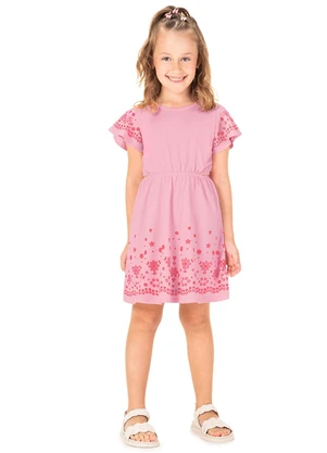 Marisol - Vestido Manga Curta Infantil Feminino Rosa - MARISOL