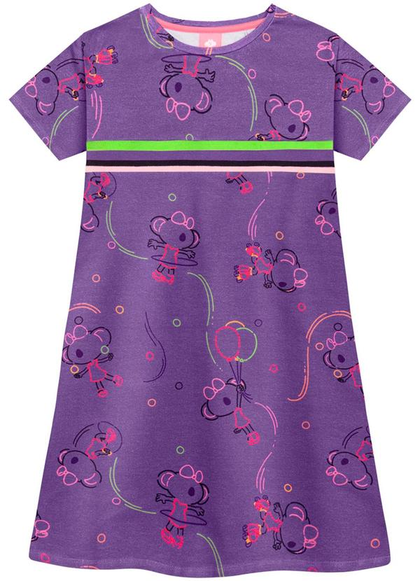 Lilica Ripilica - Vestido Manga Curta Infantil Menina Roxo