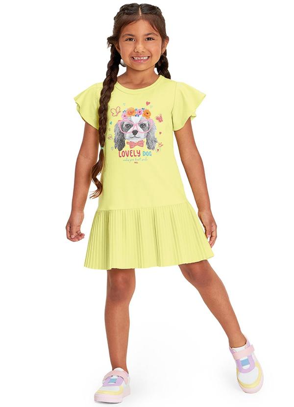 Marisol - Vestido Manga Curta Infantil Menina Verde