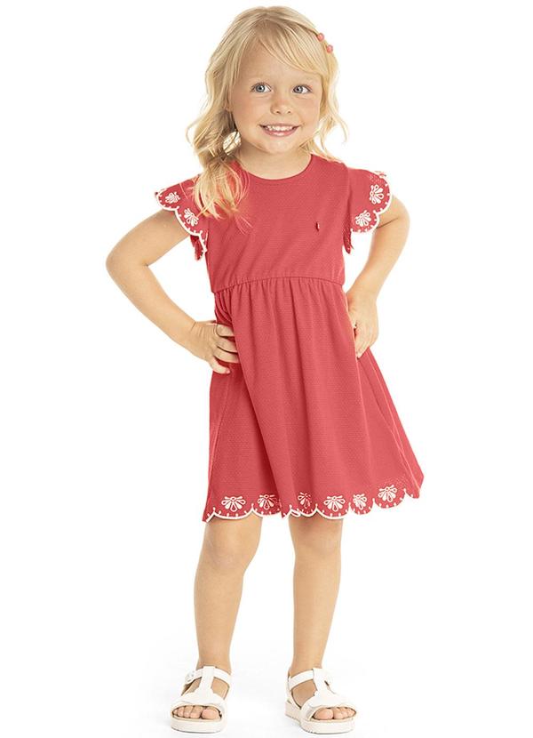 Marisol - Vestido Manga Curta Infantil Feminino  Vermelho