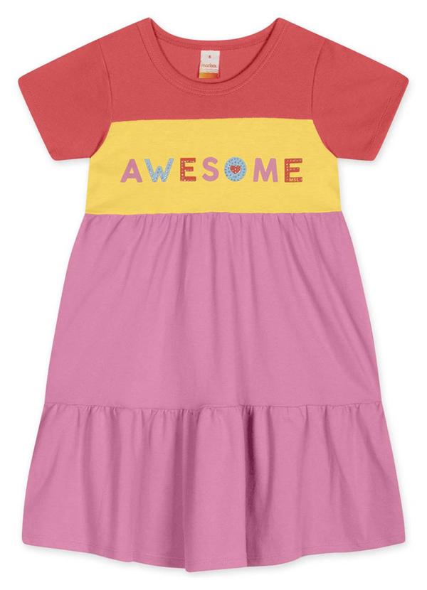 Marisol - Vestido Manga Curta Infantil Feminino Vermelho