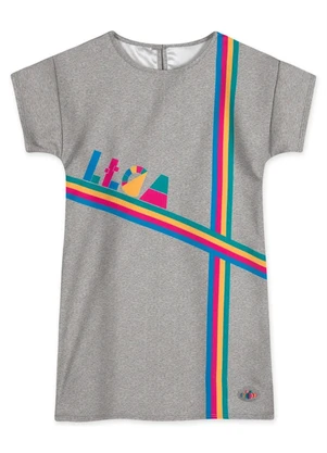 Lilica Ripilica - Vestido Manga Curta Infantil Menina Cinza - LILICA RIPILICA