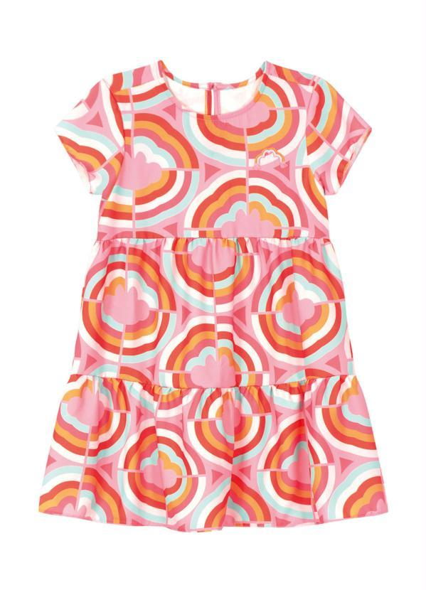 Lilica Ripilica - Vestido Manga Curta Infantil Rosa