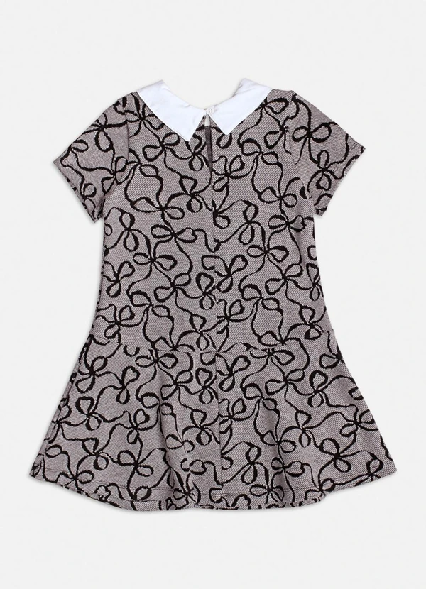 Momi - Vestido Manga Curta Jacquard com Laço Preto 2