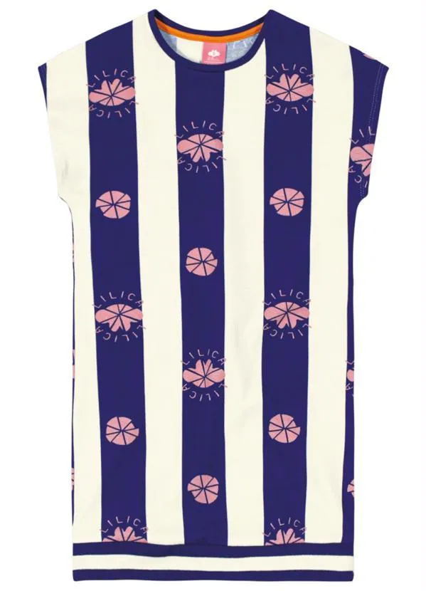 Lilica Ripilica - Vestido Manga Curta Malha Infantil Azul