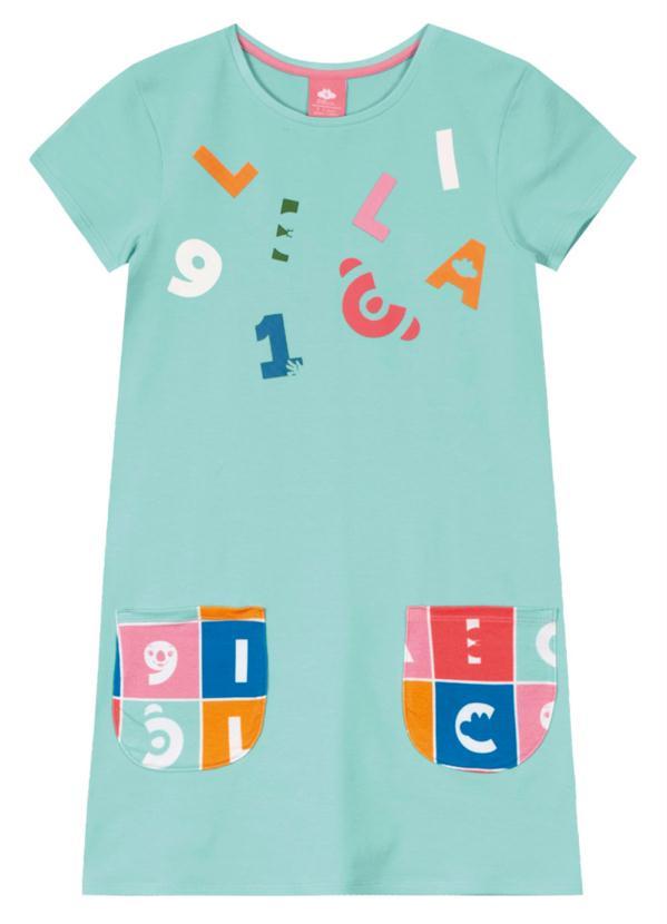 Lilica Ripilica - Vestido Manga Curta Malha Infantil Azul 1