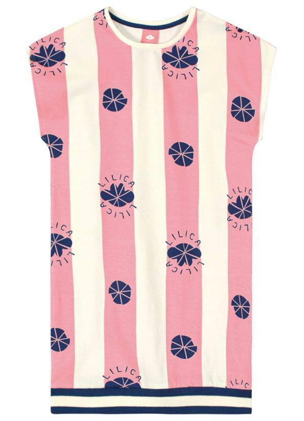 Lilica Ripilica - Vestido Manga Curta Malha Infantil Rosa