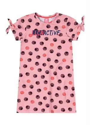 Lilica Ripilica - Vestido Manga Curta Malha Infantil Rosa - LILICA RIPILICA
