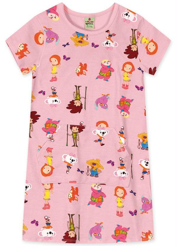 Lilica Ripilica - Vestido Manga Curta Malha Mundo Ripilica Rosa 1