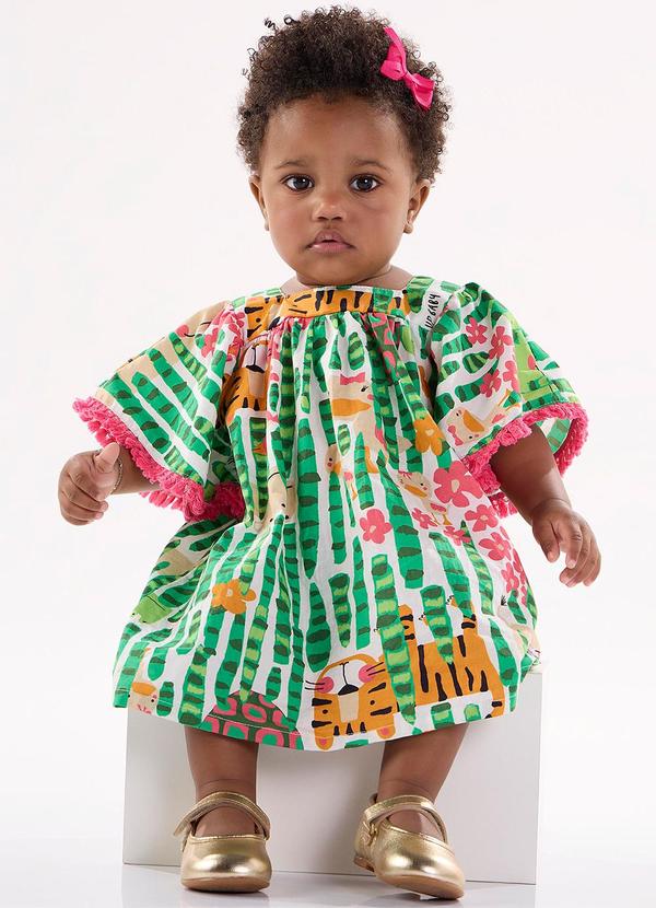 Up Baby - Vestido Manga Curta para Bebê Bege