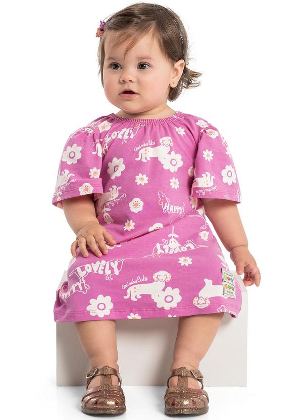 Quimby - Vestido Manga Curta para Bebês Rosa