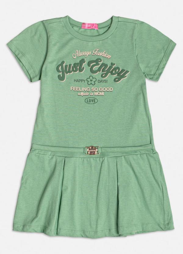 Momi - Vestido Manga Curta Verde de Lettering Verde