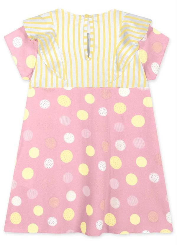 Lilica Ripilica - Vestido Manga Curta Viscose Bebê Feminino Rosa 2