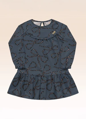 Fakini Kids - Vestido Manga Longa Azul - FAKINI KIDS
