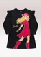 Fakini Kids - Vestido Manga Longa Barbie Rosa - variação: Preto