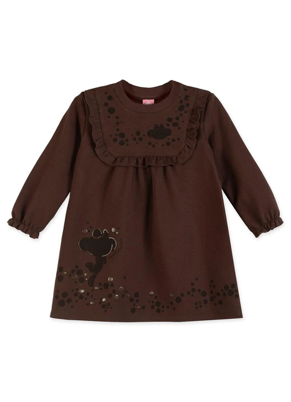 Lilica Ripilica - Vestido Manga Longa Bebê Marrom