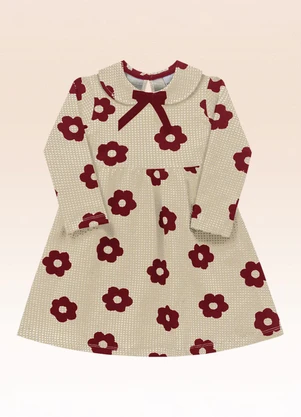 Fakini Kids - Vestido Manga Longa Bege - FAKINI KIDS