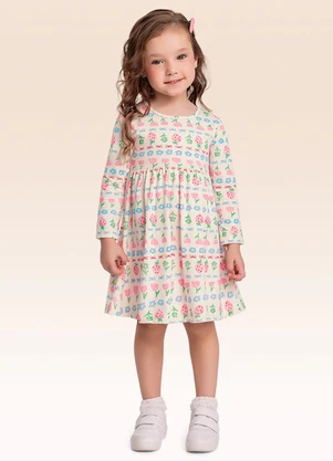 Fakini Kids - Vestido Manga Longa Bege - FAKINI KIDS