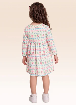 Fakini Kids - Vestido Manga Longa Bege - FAKINI KIDS