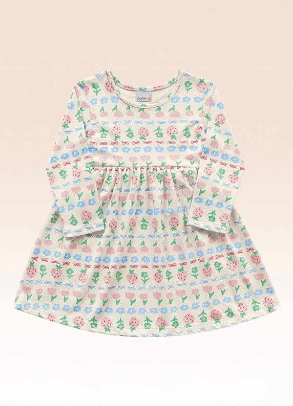 Fakini Kids - Vestido Manga Longa Bege 3