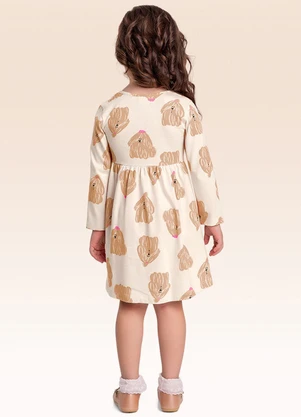 Fakini Kids - Vestido Manga Longa Bege - FAKINI KIDS