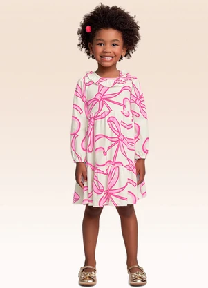 Fakini Kids - Vestido Manga Longa Bege - FAKINI KIDS