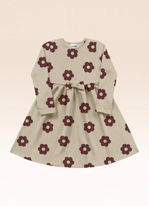 Fakini Kids - Vestido Manga Longa Bege - FAKINI KIDS