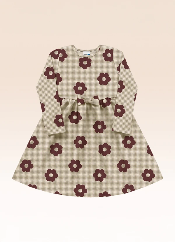Fakini Kids - Vestido Manga Longa Bege
