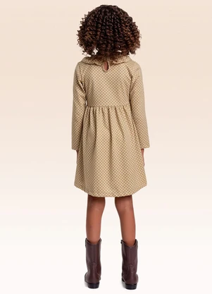 Fakini Kids - Vestido Manga Longa Bege - FAKINI KIDS