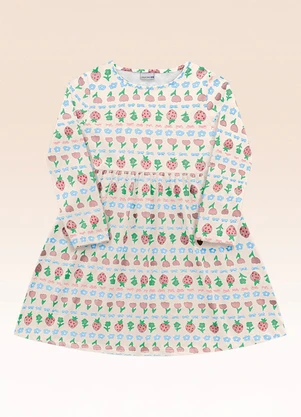 Fakini Kids - Vestido Manga Longa Bege - FAKINI KIDS