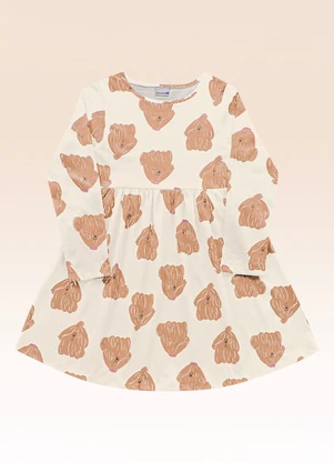 Fakini Kids - Vestido Manga Longa Bege - FAKINI KIDS