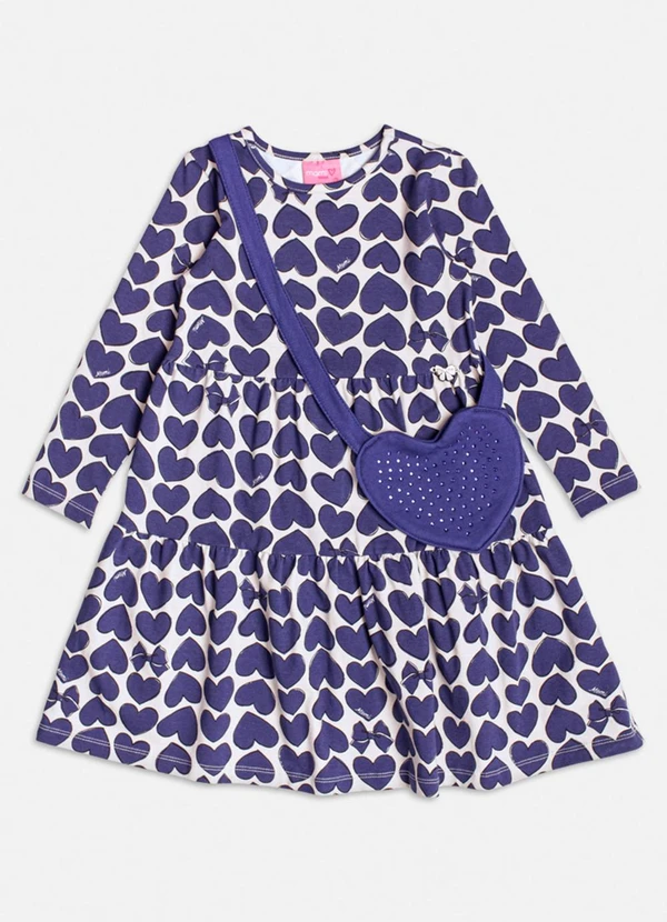 Momi - Vestido Manga Longa com Corações Off White